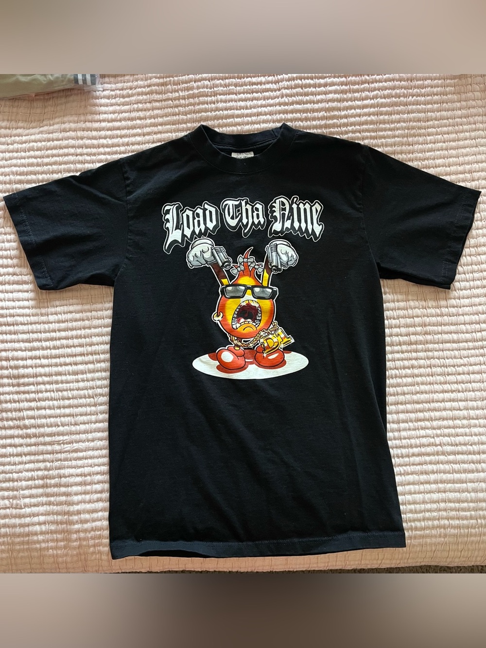 FOOLIO Black Load Tha Nine Graphic Tee Cartoon Print Shaka wear medium